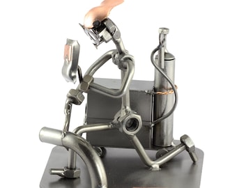 Nuts and bolts sculpture "Welder" - Handmade ornament figurine