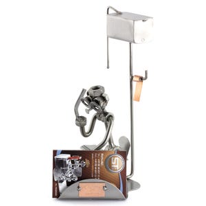 Figurine en métal "Homme Aux Wc Avec Portable Avec Porte-Cartes De Visite" - Idées Cadeaux fait main