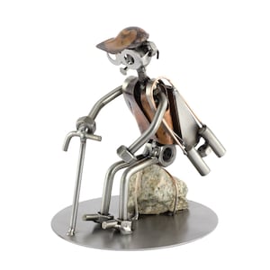 Nuts and bolts sculpture &quot;Hiker&quot; - Handmade ornament figurine