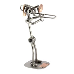 Nuts and bolts sculpture &quot;Trombone&quot; - Handmade ornament figurine