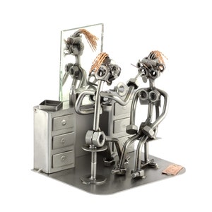 Nuts and bolts sculpture "Cosmetican/Make-Up Artist" - Handmade ornament figurine