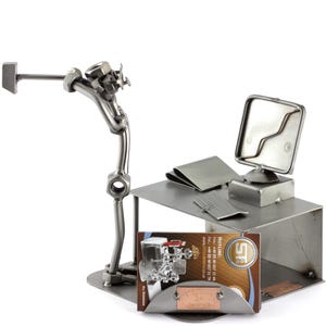 Figurine en métal "Crash De Pc Avec Porte-Cartes De Visite" - Idées Cadeaux fait main