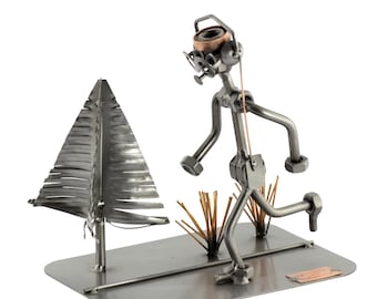 Nuts and bolts sculpture "Jogger" - Handmade ornament figurine