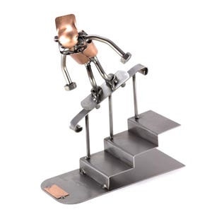 Nuts and bolts sculpture &quot;Skateboard Grind&quot; - Handmade ornament figurine