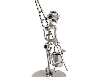 Nuts and bolts sculpture "Window Cleaner" - Handmade ornament figurine