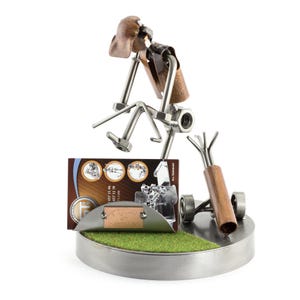 Figurine en métal "Frustration Au Golf Sur Le Vert Avec Porte-Cartes De Visite" - Idées Cadeaux fait main