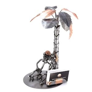 Figurine en métal "Couple Sous Un Palmier Avec Porte-Cartes De Visite" - Idées Cadeaux fait main