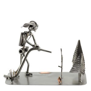Nuts and bolts sculpture &quot;Firefighter Forest Fire&quot; - Handmade ornament figurine