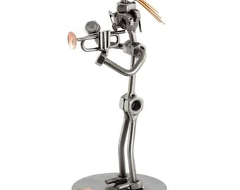 Nuts and bolts sculpture "Trumpet" - Handmade ornament figurine