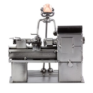 Nuts and bolts sculpture "Lathe Operator" - Handmade ornament figurine image 6