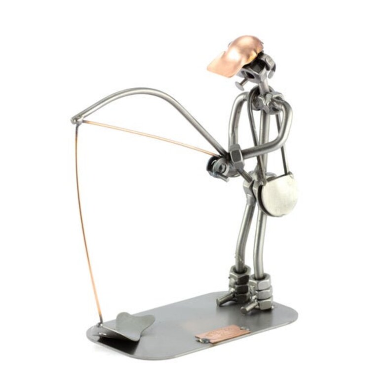 Nuts and Bolts Sculpture fisherman Handmade Etsy