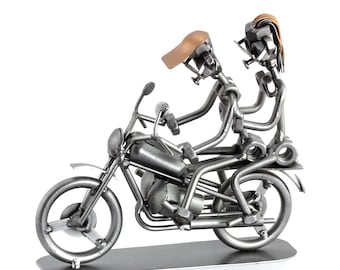 Figura in Metallo "Coppia In Motocicletta" - idea regalo fatta a mano