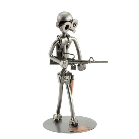 industrial statuette recycled nuts and bolts figurines profession