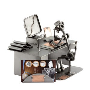 Schraubenmännchen PC-Computer mit Visitenkartenhalter - original Steelman24 Metallskulptur - das perfekte Geschenk