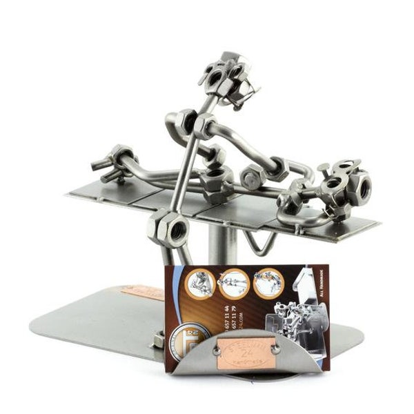 Nuts and bolts sculpture "Chiropractor With Business Card Holder" - Handmade ornament figurine