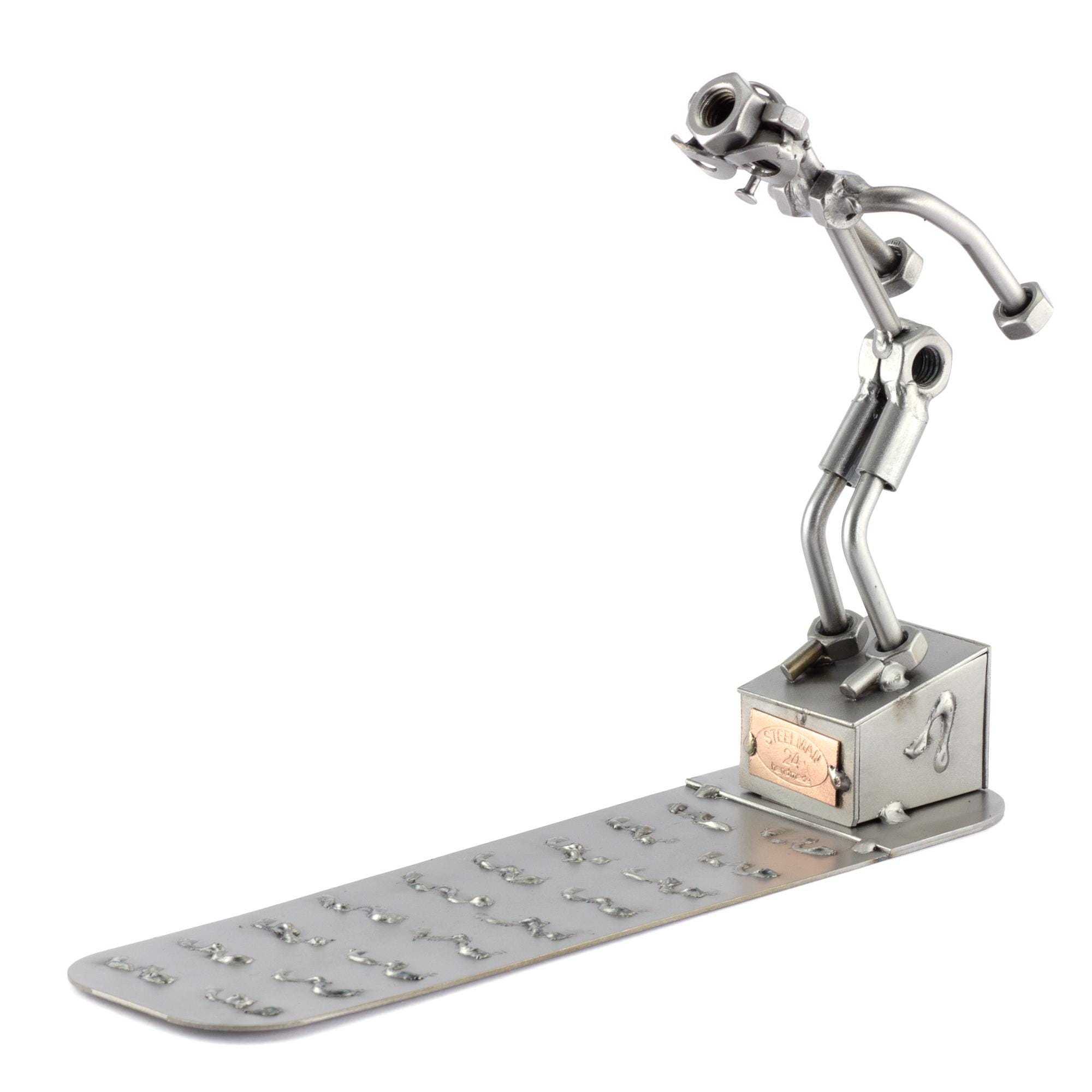 Nuts and bolts sculpture "Swimmer" - Handmade ornament figurine