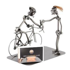 Figurine en métal "Course De Vélo Avec Porte-Cartes De Visite" - Idées Cadeaux fait main