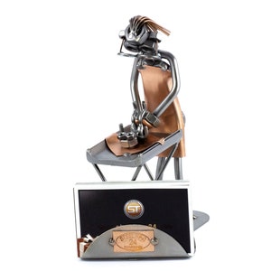 Figurine en métal "Femme avec bébé avec porte-cartes de visite" - Idées Cadeaux fait main