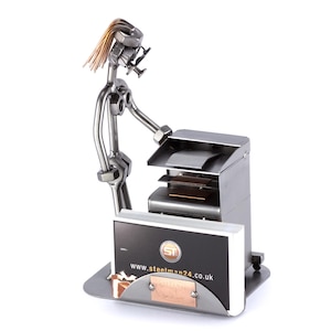 Figura in Metallo "Fotocopiatrice con Portabiglietti da Visita" - idea regalo fatta a mano