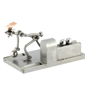 Nuts and bolts sculpture &quot;Bowling&quot; - Handmade ornament figurine