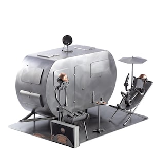 Figurine en métal "Camping Avec Porte-Cartes De Visite" - Idées Cadeaux fait main