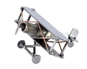 Figura in Metallo "Aereo Mini Biplano" - idea regalo fatta a mano