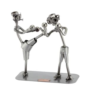 Nuts and bolts sculpture &quot;Kickboxer&quot; - Handmade ornament figurine