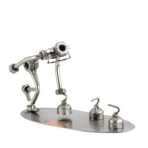 Nuts and bolts sculpture &quot;Curling&quot; - Handmade ornament figurine