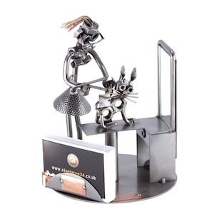 Figurine en métal "Toiletteur pour Chats avec Porte-Cartes De Visite" - Idées Cadeaux fait main