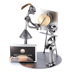 Figurine en métal "Institutrice avec Globe Terrestre Et Porte-Cartes De Visite" - Idées Cadeaux fait main