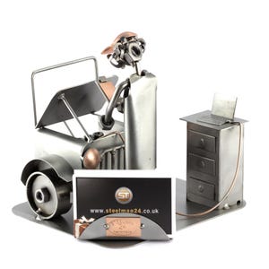 Figurine en métal "Mécanotricien Automobile Avec Porte-Cartes De Visite" - Idées Cadeaux fait main