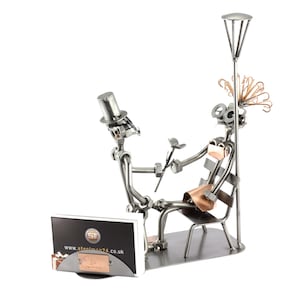 Schraubenmännchen Heiratsantrag Mit Visitenkartenhalter - original Steelman24 Metallskulptur - das perfekte Geschenk