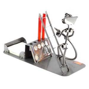 Nuts and bolts sculpture &quot;Fireman Desk Organizer&quot; - Handmade ornament figurine