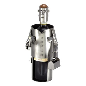 Nuts and bolts sculpture &quot;Wine Bottle Holder Do-It-Yourself&quot; - Handmade ornament figurine