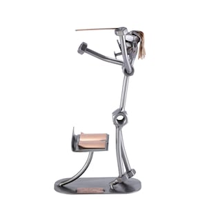 Nuts and bolts sculpture &quot;Conductor In Action&quot; - Handmade ornament figurine