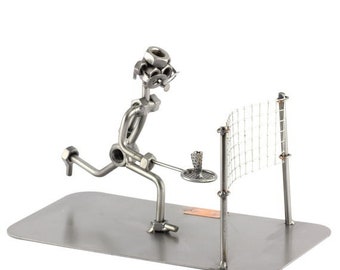 Nuts and bolts sculpture "Badminton" - Handmade ornament figurine