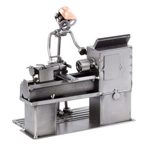 Nuts and bolts sculpture "Lathe Operator" - Handmade ornament figurine image 3