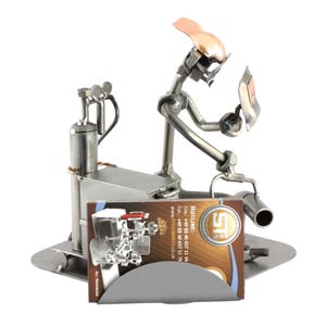 Nuts and bolts sculpture "Welder" - Handmade ornament figurine image 5