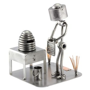 Nuts and bolts sculpture &quot;Beekeeper&quot; - Handmade ornament figurine