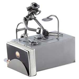 Figurine en métal "Réparation de téléphone portable avec porte-cartes de visite" - Idées Cadeaux fait main