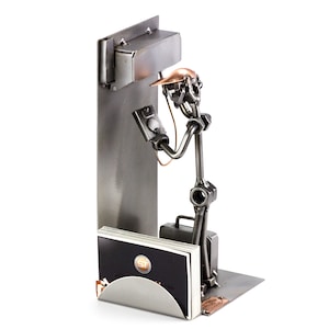 Figurine en métal "Frigoriste Avec Support Pour Portable Avec Porte-Cartes De Visite" - Idées Cadeaux fait main