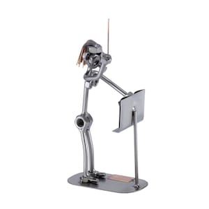 Nuts and bolts sculpture &quot;Female Conductor&quot; - Handmade ornament figurine