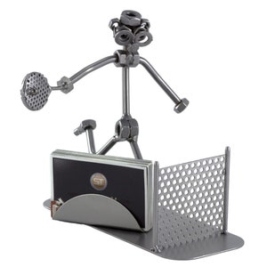Figurine en métal "Paddle-tennis avec porte-cartes de visite" - Idées Cadeaux fait main