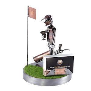Figura de Metal "Golf Martinen El Green Con Portatarjetas De Visita" - Idea de regalo hecho a mano