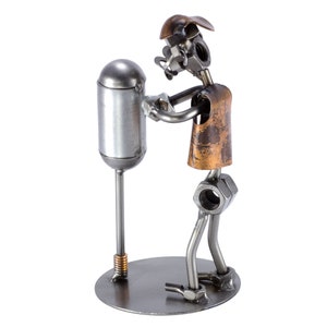 Nuts and bolts sculpture &quot;Boxer Punching Bag&quot; - Handmade ornament figurine