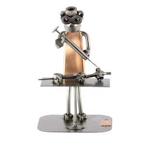 Nuts and bolts sculpture &quot;Vet With Dog&quot; - Handmade ornament figurine