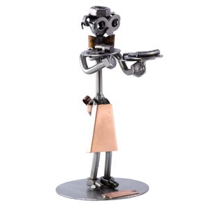 Nuts and bolts sculpture &quot;Waiter With Dishes&quot; - Handmade ornament figurine