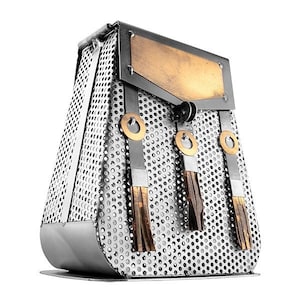 Nuts and bolts sculpture &quot;Bag Money Box&quot; - Handmade ornament figurine