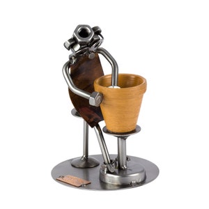 Nuts and bolts sculpture &quot;Potter&quot; - Handmade ornament figurine