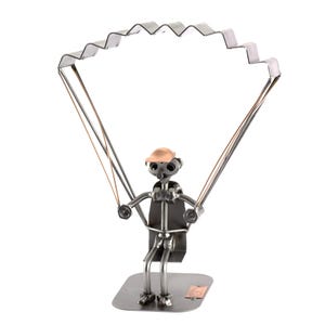 Nuts and bolts sculpture &quot;Parachuter&quot; - Handmade ornament figurine